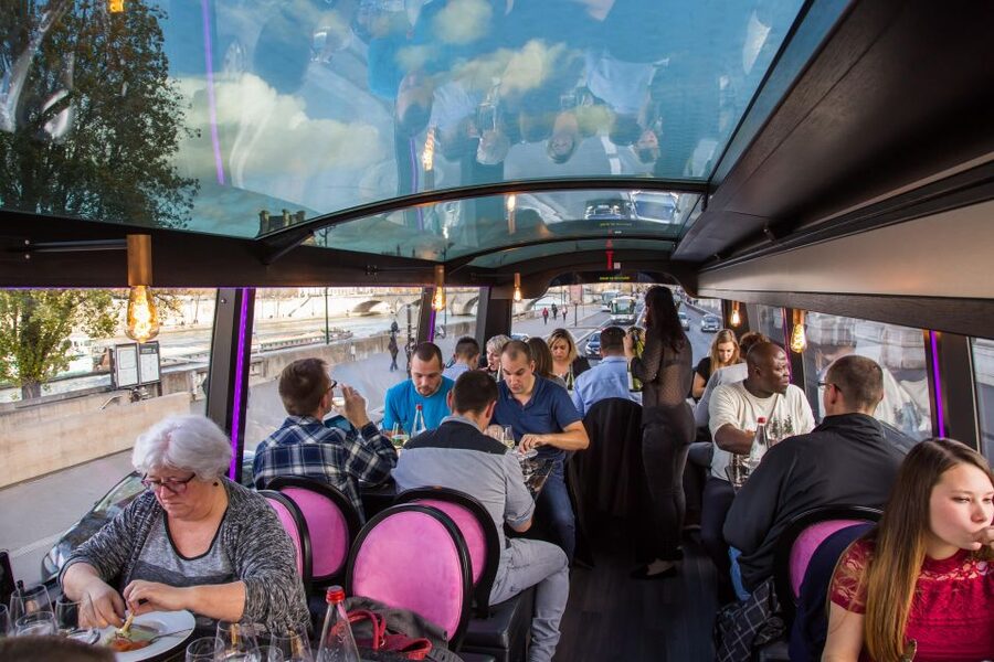 Bus Toqué Champs Elysées Tour w/ 3-Course Dinner & Champagne - What the champagne and meal add to the value