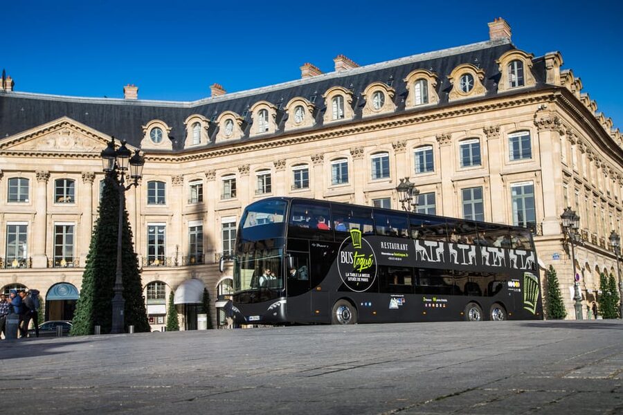 Bus Toqué Champs Elysées Tour w/ 3-Course Dinner & Champagne - Seasonal dinner served as the city rolls by