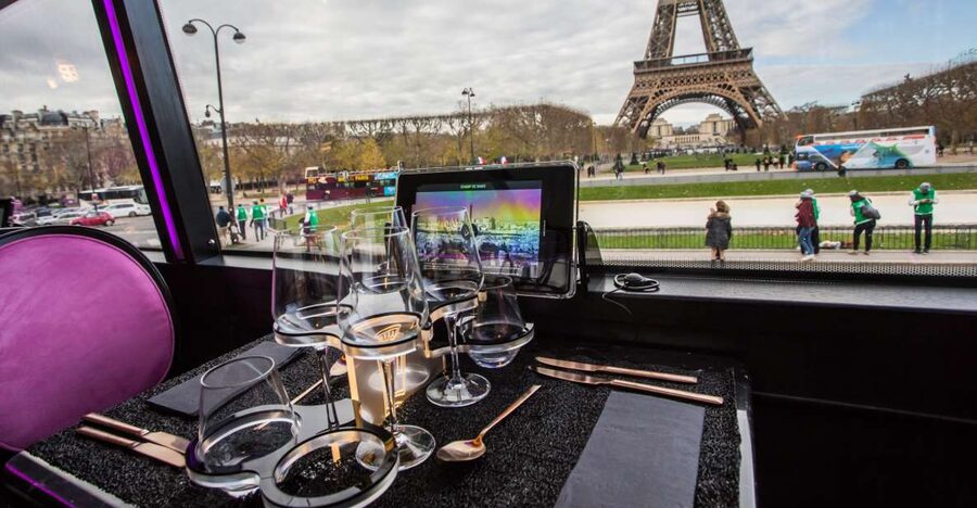 Champs Elysées Bus Toqué Lunch w/ a Glass of Champagne - Seeing the Rive Gauche from four meters up
