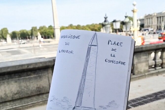 Drawing workshop/creative notebook & cultural walk in the Tuileries - The Louvre Pyramid as a drawing subject
