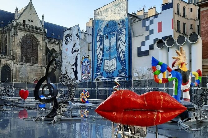 Invader Hunt - Street Art Tour of le Marais - Fontaine Stravinsky and its playful art