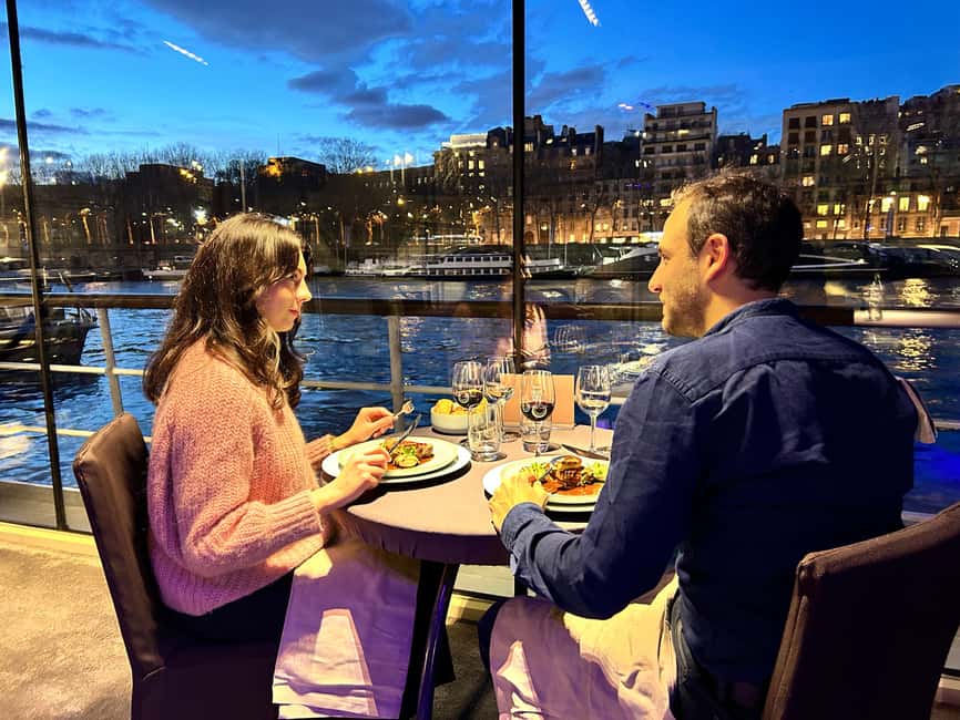 Paris: 3-Course-Dinner Cruise with Wine on the Seine River - What dinner is like on a 75-minute boat ride