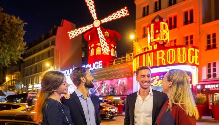 Paris: Evening Sightseeing Tour and Moulin Rouge Show - Paris monuments under evening lights