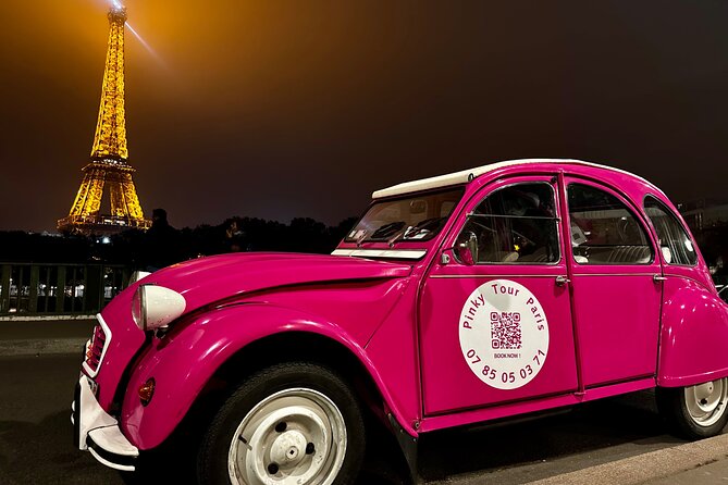 Paris : Pink Tour by Night with Champagne - The Eiffel Tower at night