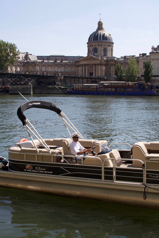Paris: Seine River Private Guided Pontoon Boat Cruise - Boarding a modern pontoon for your own group